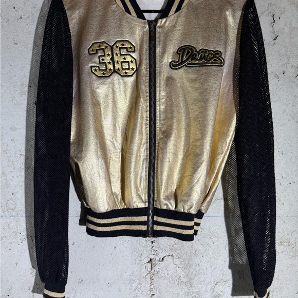 Jackets & Blazers - Women's Gold and Black Varsity Jacket